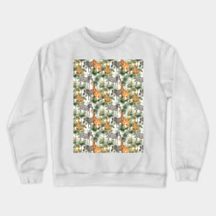 Giraffe and zebra in the jungle white background Crewneck Sweatshirt